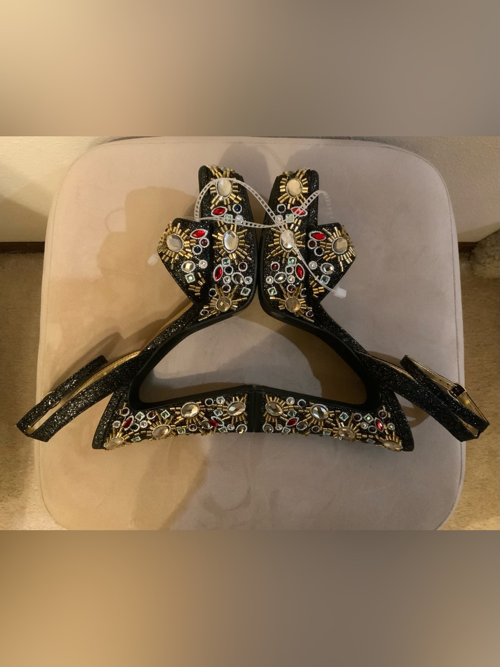 Gianni Bini Black Jeweled Platform Sandals - Picture 6 of 8